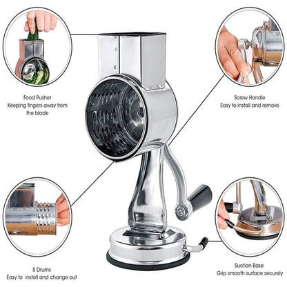 Rotary Kitchen Food Grater and Shredder and Slicer
