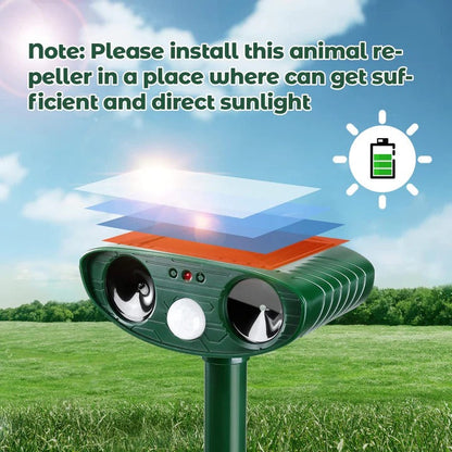 Solar Ultrasonic Woodpecker Repellent, Motion Activated Bird Deterrent, Outdoor Garden Protection