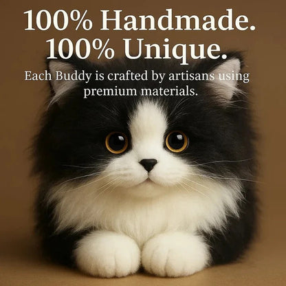 Black and White Plush Cat with Lifelike Features