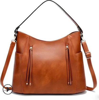 Elegant Ladies Vintage Leather Bag and Classic Retro Shoulder Tote