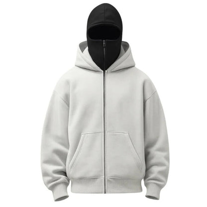Versatile Full Length Zipper Hooded Mask with Windproof Fabric and Thermal Protection