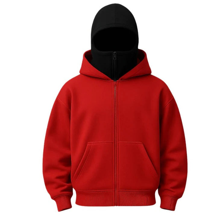 Versatile Full Length Zipper Hooded Mask with Windproof Fabric and Thermal Protection