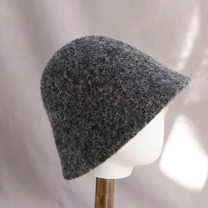 Female Cold-Season Fleece Cloche and Womens Winter Wool Bucket Hat