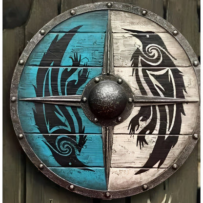 Round Wooden Decorative Shield with Multiple Design Options