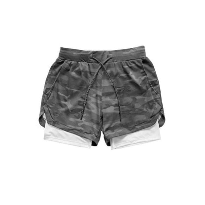 Men’s Camo Workout Shorts with Integrated Compression Liner