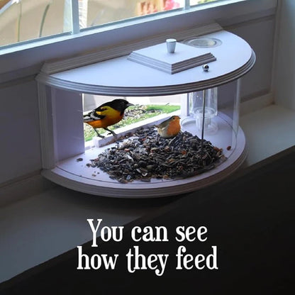 Panoramic View Window Bird Feeder with Wide Angle Visibility