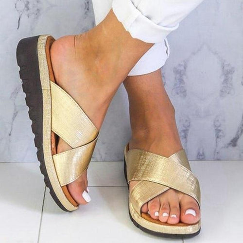 Womens Peep-Toe Wedge Sandals with Layered Platform and Ankle Strap