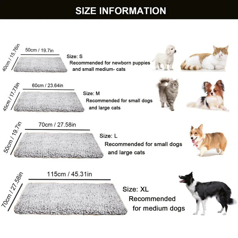 Self Warming Pet Blanket for Cats and Dogs, Washable Design