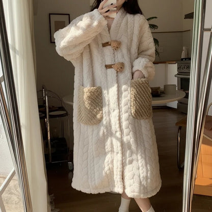 Long Sleeve Hooded Robe for Women, Cozy Winter Loungewear