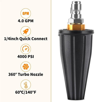 High Pressure Turbo Spray Nozzle with Rotating Tip for Pressure Washers