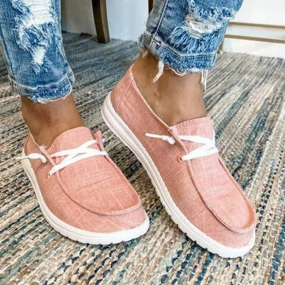 Womens Elasticated Canvas Slip-On Shoes with Roomy Toe Box and Padded Footbed