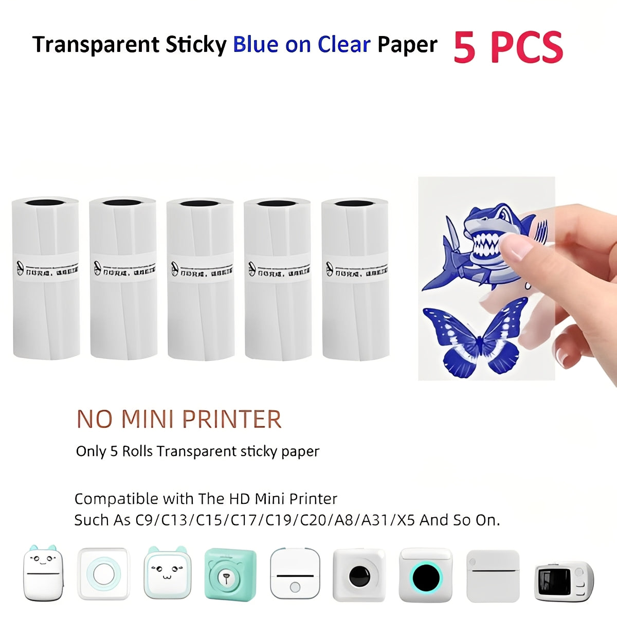 Portable Inkless Thermal Sticker Printer, Bluetooth Photo and Memo Printer