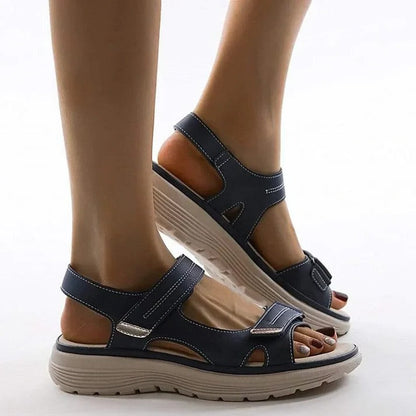 Womens Hook and Loop Sport Sandals with Cushioned Wedge Sole