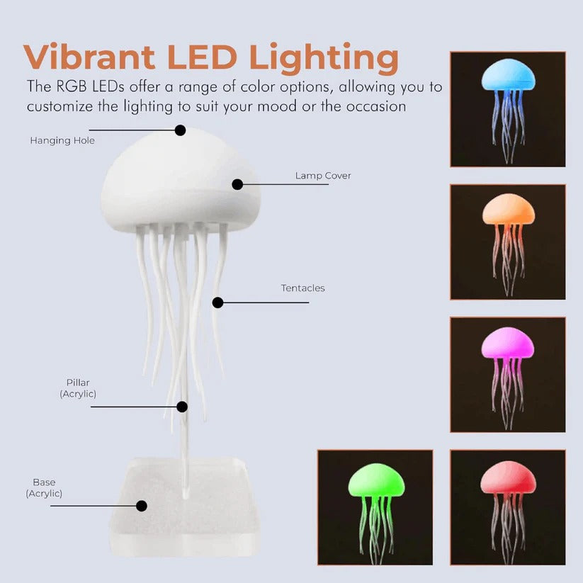 RGB Color Changing Jellyfish Lamp with Voice Control and LED Lighting