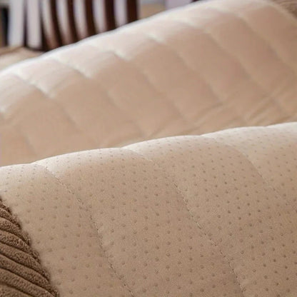 Thick Plush Sofa Cover with Textured Fabric