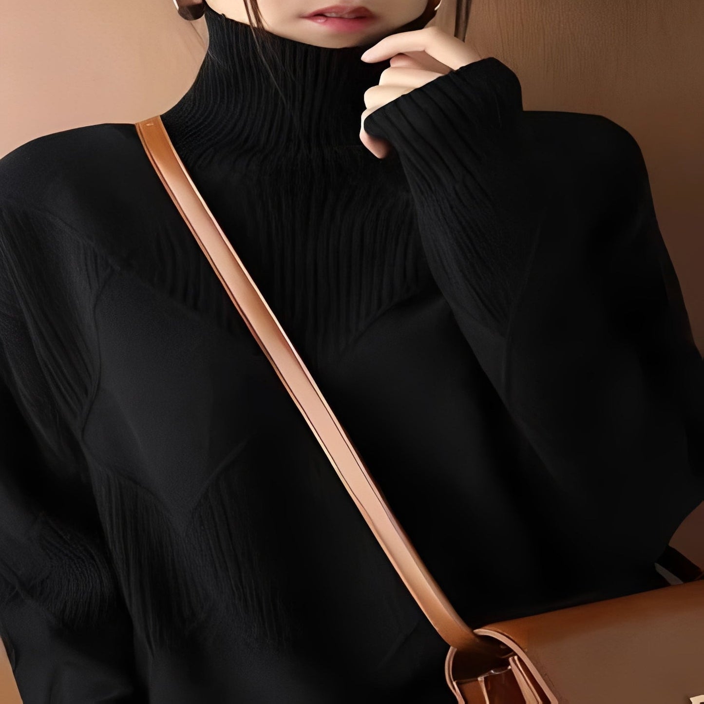 Oversized Cashmere Sweater with 3D Diamond Knit Pattern for Women