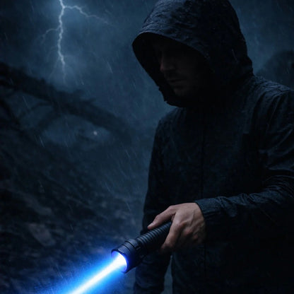 Blue Laser Flashlight with Adjustable Focus for Outdoor Use