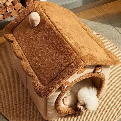 Indoor Cat House with Plush Cushion