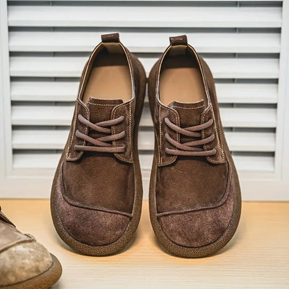 Mens Orthopedic Leather Shoes with Cushioned Insole and Shock-Absorbing Sole, Handcrafted