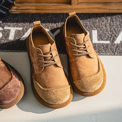 Mens Orthopedic Leather Shoes with Cushioned Insole and Shock-Absorbing Sole, Handcrafted