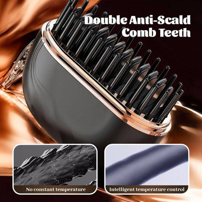 Portable Mini Wireless Hair Straightener Comb, Straightening Brush for Quick Touch Ups