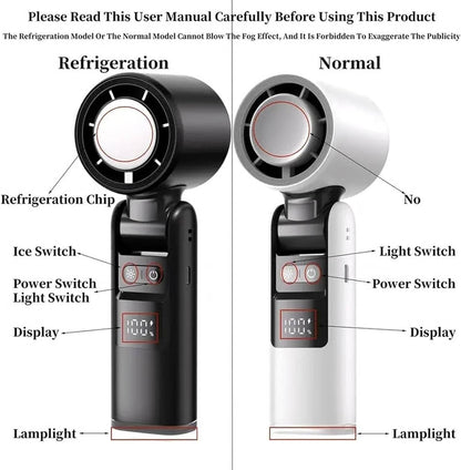 3 in 1 Portable Handheld Fan, Mini Turbo Air Cooling Fan with Flashlight, Rechargeable Personal Fan with LED Battery Display