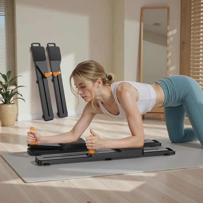 Adjustable Ab Exercise Board, Multi Functional Home Pilates Reformer and Abdominal Crunch Roller with Ergonomic Knee Mat, Core Trainer