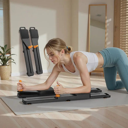 Adjustable Ab Exercise Board, Multi Functional Home Pilates Reformer and Abdominal Crunch Roller with Ergonomic Knee Mat, Core Trainer
