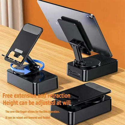 Portable Desk Speaker and Foldable Phone Stand, 5 in 1 Wireless Bluetooth Hub with Colorful LED Light for Iphone, Android and Tablets
