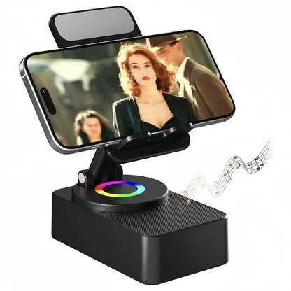 Portable Desk Speaker and Foldable Phone Stand, 5 in 1 Wireless Bluetooth Hub with Colorful LED Light for Iphone, Android and Tablets