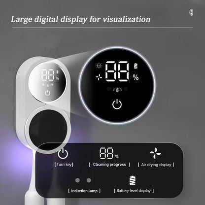 UV Toothbrush Sterilizer and Holder, Wall Mount Automatic Induction Sanitizer, Touchless Bathroom Organizer for Electric and Manual Brushes