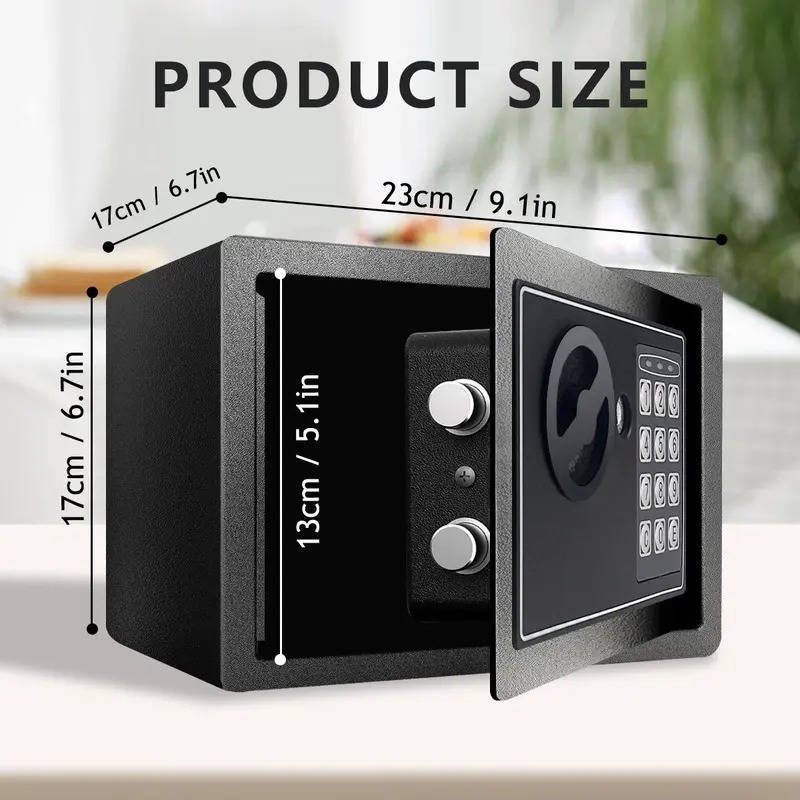 Fireproof Home Security Safe Box with Digital Keypad, Small Money Safe with Internal Sensor Light, Emergency Keys and Fireproof Bag