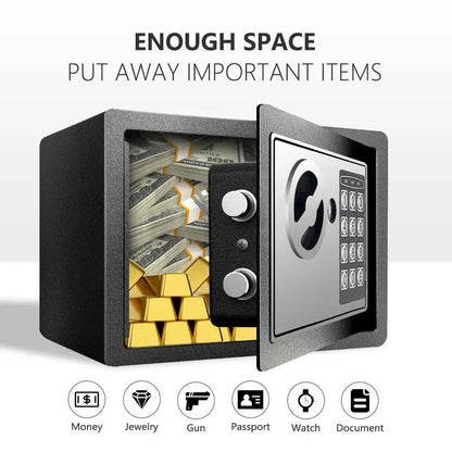 Fireproof Home Security Safe Box with Digital Keypad, Small Money Safe with Internal Sensor Light, Emergency Keys and Fireproof Bag