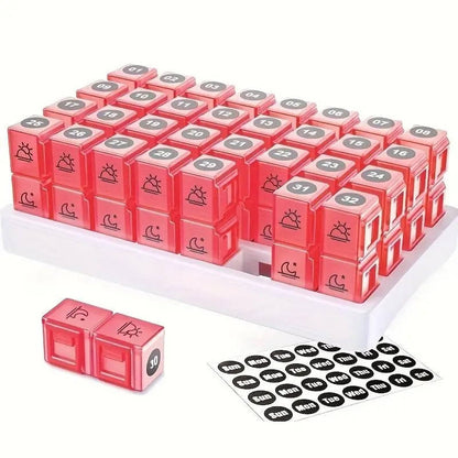 Monthly Pill Organizer 2 Times a Day, 31 Day Am/Pm Pill Box Set with Stickers and Large Storage Case, Twice a Day Medication Planner