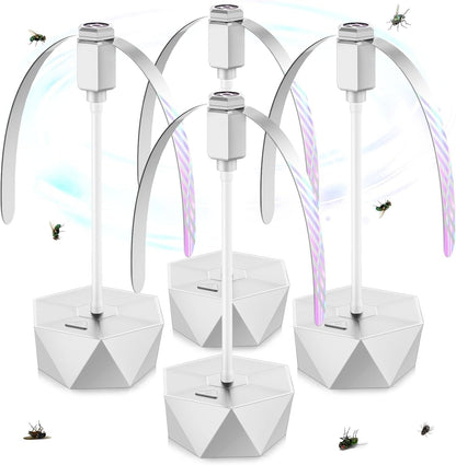 4 Pack Fly Fans for Tables, Indoor and Outdoor Repellent Fans with Holographic Blades for BBQ, Picnic and Restaurant
