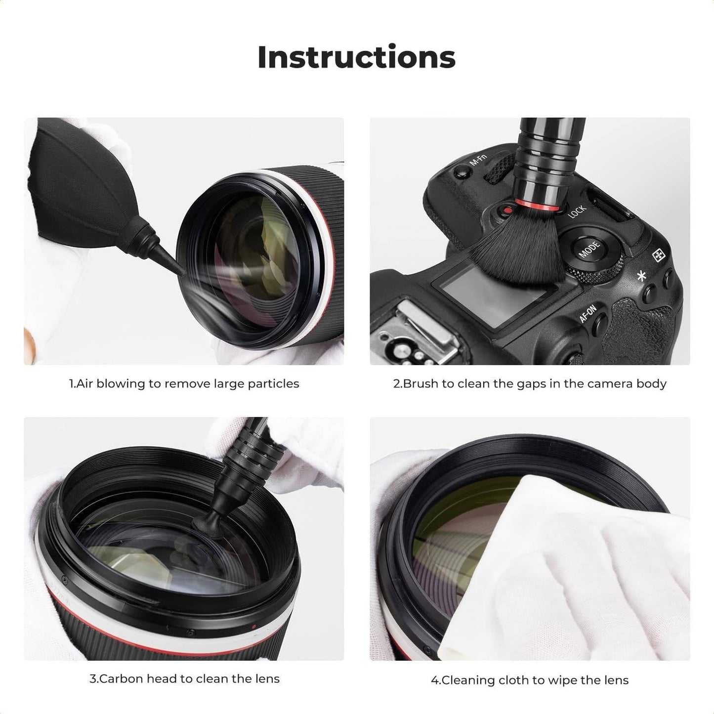 Camera Lens Cleaning Kit, Lens Pen, Air Blower and Microfiber Cloth for Canon, Nikon, Sony, Pentax DSLR, Filters and Cell Phones