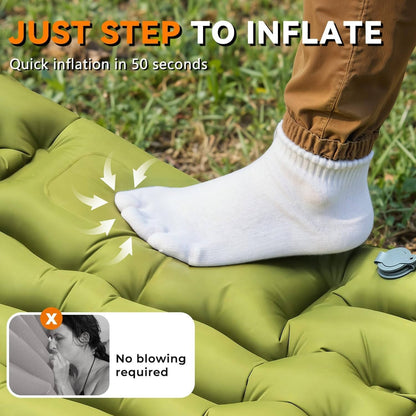 Ultralight Inflatable Sleeping Pad for Camping with Pillow Built in