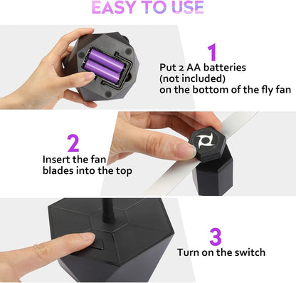 4 Pack Fly Fans for Tables, Indoor and Outdoor Repellent Fans with Holographic Blades for BBQ, Picnic and Restaurant