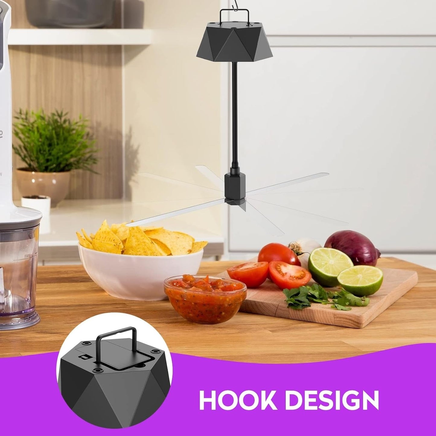 4 Pack Fly Fans for Tables, Indoor and Outdoor Repellent Fans with Holographic Blades for BBQ, Picnic and Restaurant