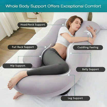 Cooling U Shaped Full Body Pillow with Removable Cover