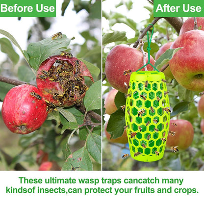 2 Pack Outdoor Wasp Traps, Reusable Hanging Bee and Hornet Catcher for the Garden