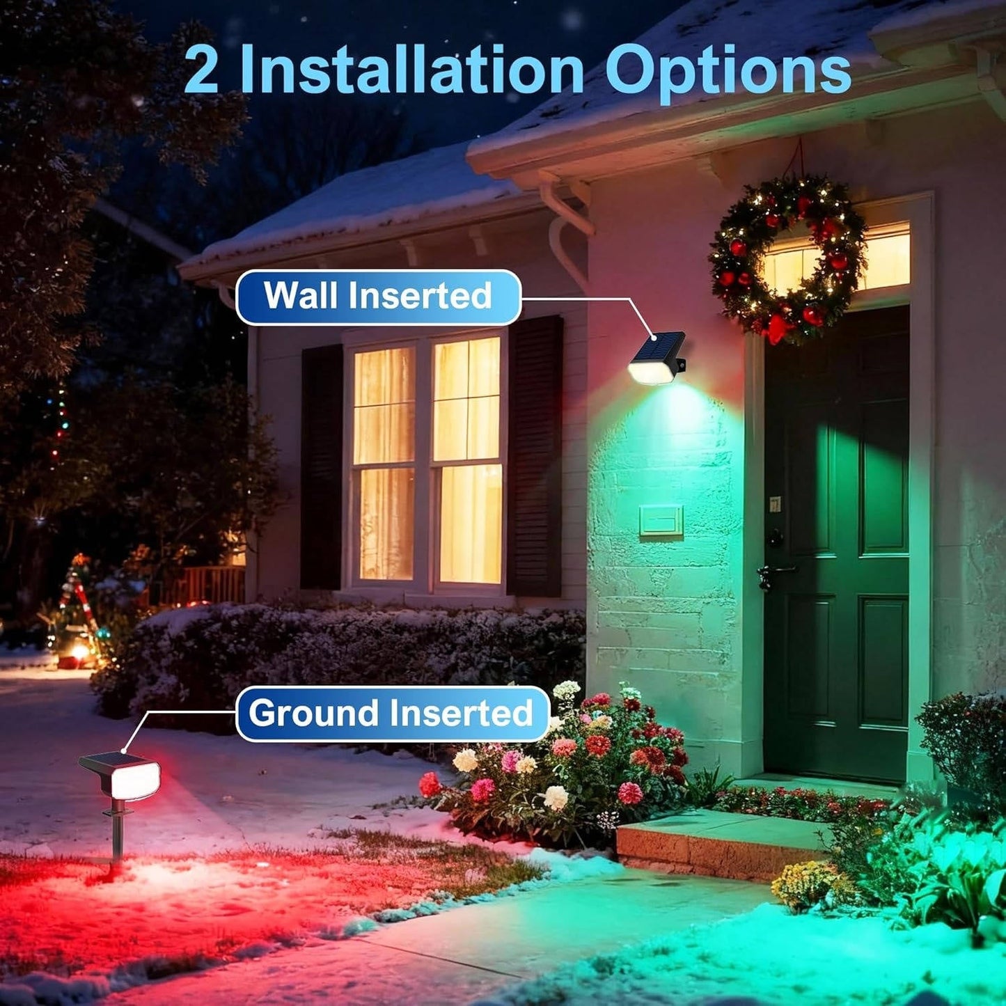 Solar Spot Lights Outdoor, 4 Pack IP65 Water-resistant Garden Spotlights with 2 Lighting Modes and Auto On/Off for Yard and Landscape