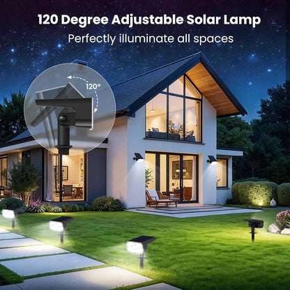 Solar Spot Lights Outdoor, 4 Pack IP65 Water-resistant Garden Spotlights with 2 Lighting Modes and Auto On/Off for Yard and Landscape