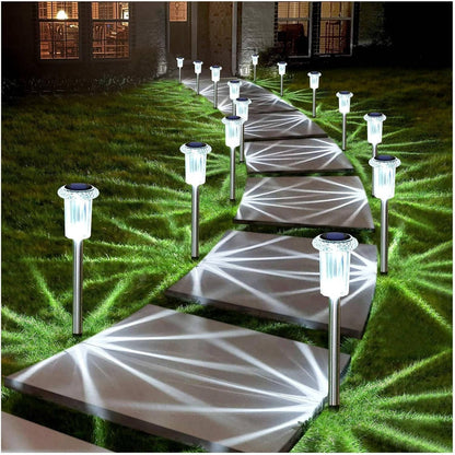 10 Pack Solar Outdoor Lights, Waterproof Cool White LED Pathway Lights for Gardens, Pathways and Driveways