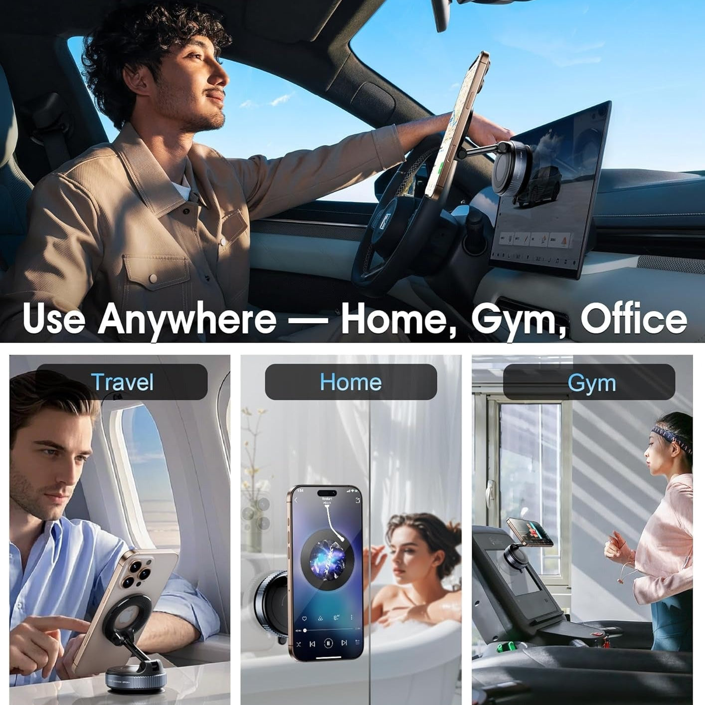 MagSafe Foldable Magnetic Car Phone Mount, Hands Free 360 Degree Design
