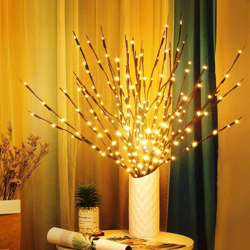 3 Pack USB Powered Prelit Twig Lights, 60 LED Decorative Branch Lights for Vases and Indoor Home Decor (Warm Glow)