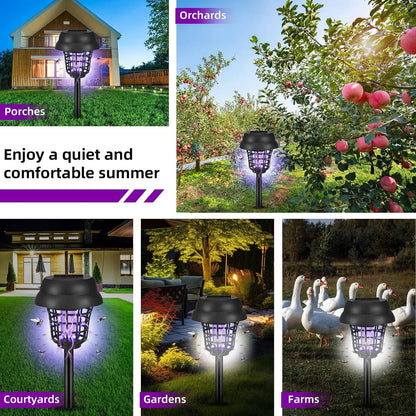 4 Pack Solar Bug Zapper and Mosquito Trap Lamp for Patios, Backyards and Outdoor Comfort, Gnats, Flies, Insects