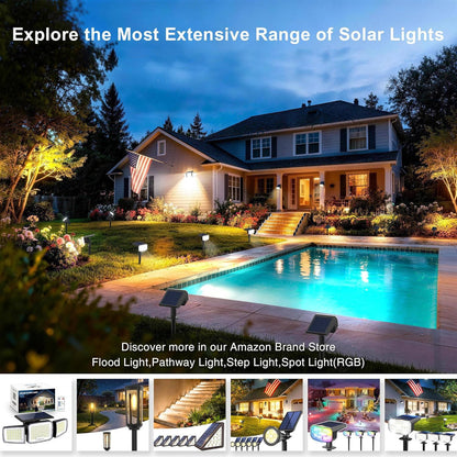 Solar Spot Lights Outdoor, 4 Pack IP65 Water-resistant Garden Spotlights with 2 Lighting Modes and Auto On/Off for Yard and Landscape