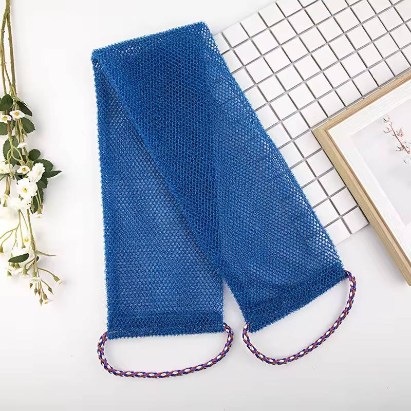 Exfoliating Shower Net Sponge with Drawstring, Body Scrubber for Bath and Back Cleaning