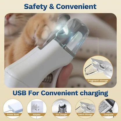 2 in 1 Electric Nail Clipper and Grinder for Dogs and Cats of All Sizes, LED Light, Painless, Low Noise, Safe